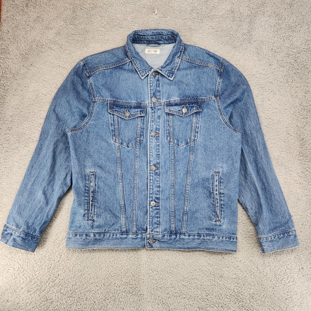 Line Of Trade Denim Jean Trucker Jacket Mens Size 2XL Blue